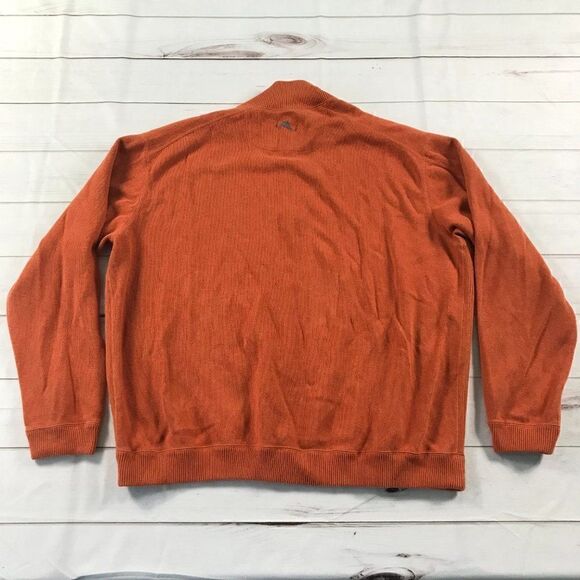 Tommy Bahama Men's Quarter-Zip Pullover Orange Sweater - Picture 10 of 11